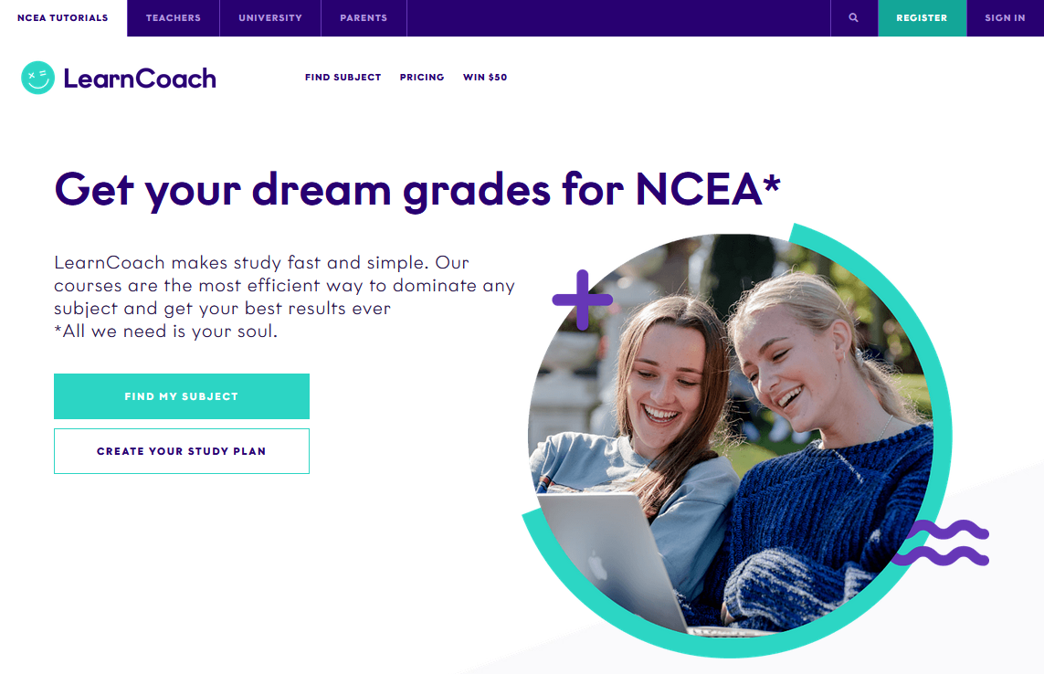 LearnCoach website on a desktop computer.